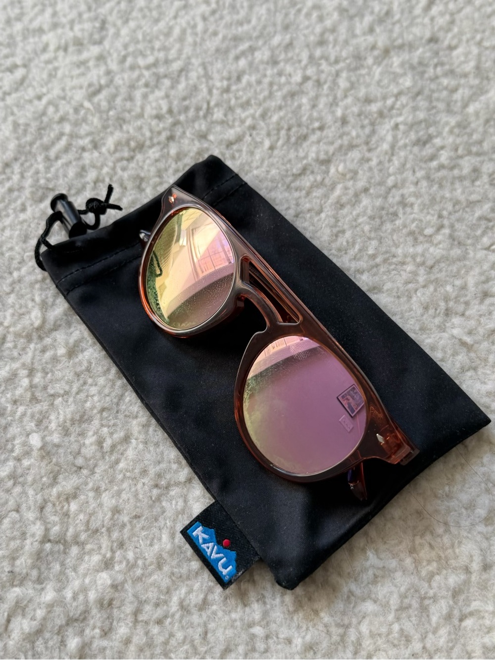 KAVU Spectinators Pink Mirrored Round Sunglasses Dusty Rose